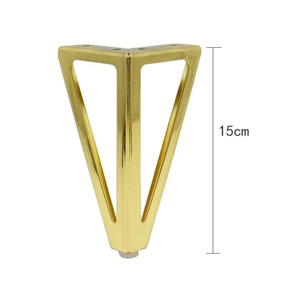 6 pcs hot sales golden color hardware furniture parts bed cabinet feet iron popular modern hollow pattern Y shape iron sofa legs