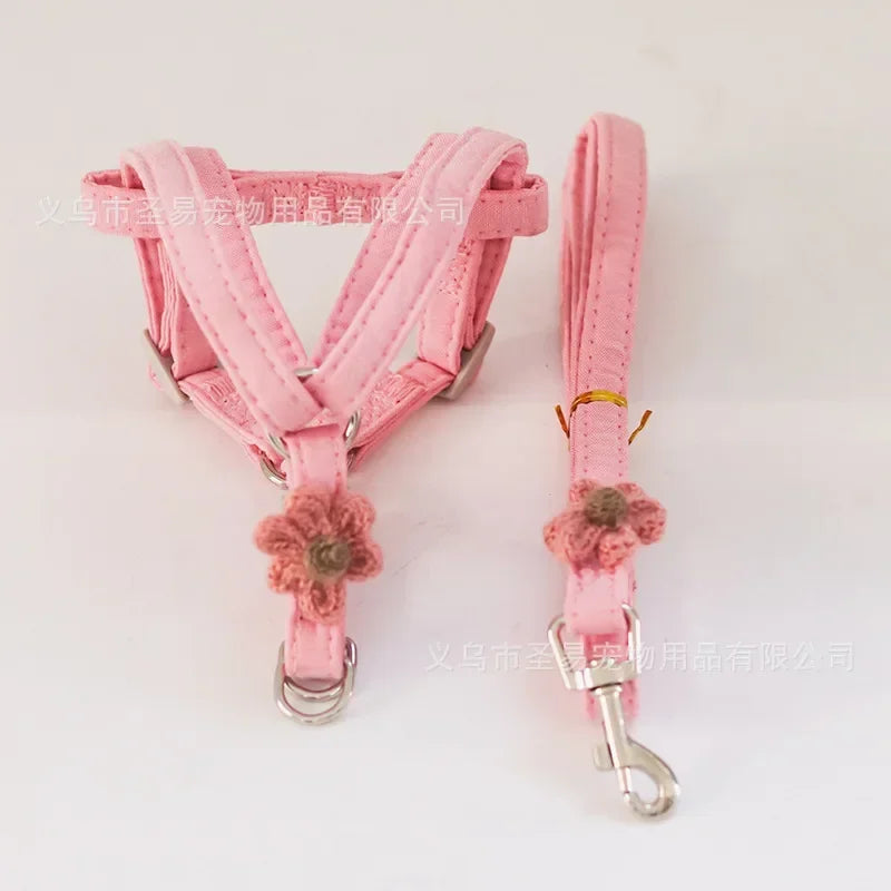 Dog Harness with 1.2m Traction Leash Adjustable Collars Harness for Dogs Collar Traction Rope For Puppy Teddy  Pet Accessories