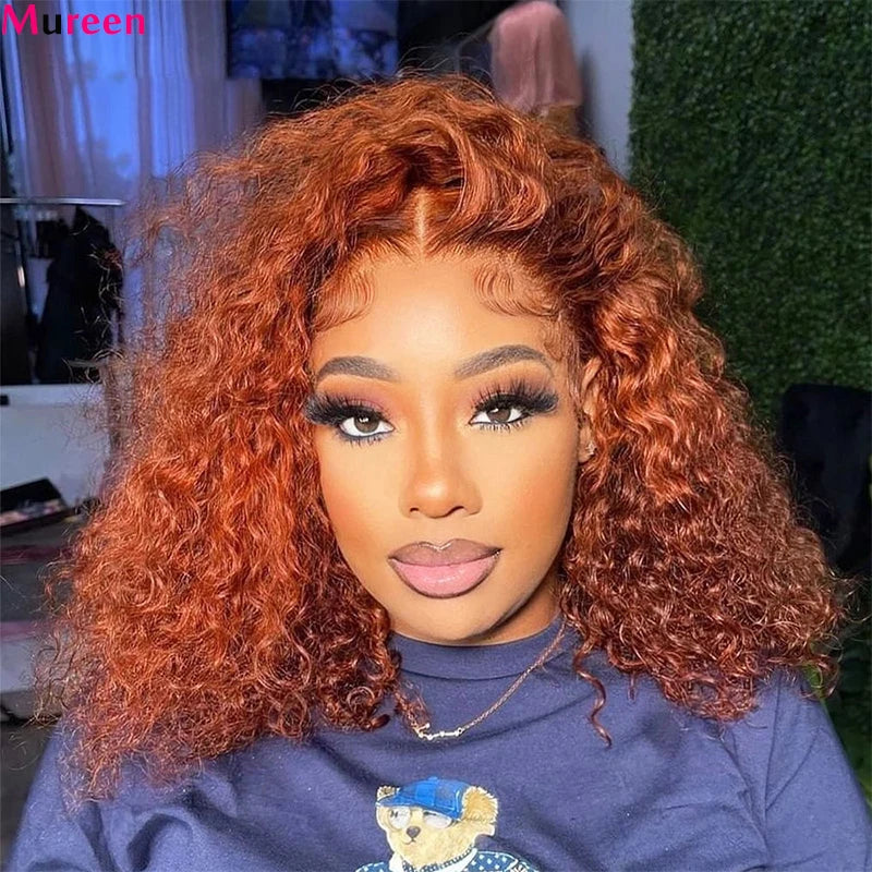 Ginger Orange Bob Wig Glueless Deep Wave Wigs Human Hair 4x4 Lace Closure Wig Water Wave HD Lace Front Human Hair Wigs For Women