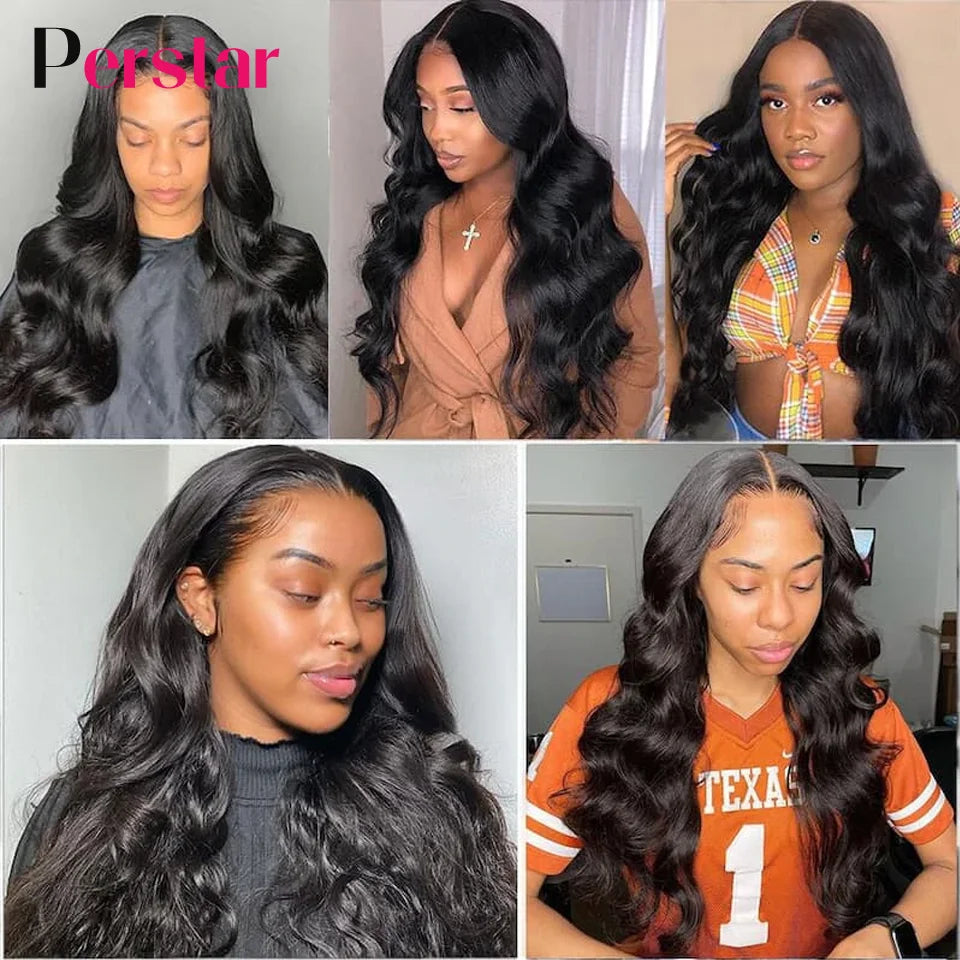 Perstar Human Hair Bundles With Closure Brazilian Body Wave Bundles With Closure Human Hair Weave Extensions 3/4 Bundles Remy