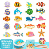 Wooden Magnetic Fishing Toys for Baby Cartoon Marine Life Cognition Fish Games Education Parent-Child Interactive