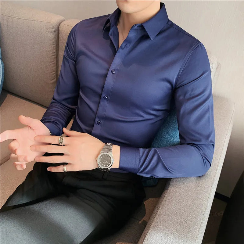 10 Color Summer New Mens Short-sleeved Shirt Cotton Casual Business Shirt Mens Slim Solid Color Formal Shirt Men Clothing 7XL