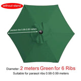 2m 6 Rib Patio Umbrella Canopy Replacement Parasol Sun Cover (Top Cover Only)