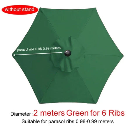 2m 6 Rib Patio Umbrella Canopy Replacement Parasol Sun Cover (Top Cover Only)