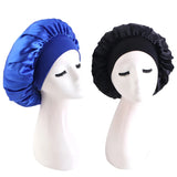 New 2 Pieces Silky Sleep Cap Women's Satin Bonnet Night Elastic Head Cover Hat Curly Hair Nightcap Night Hat Unisex Cap De Nuit