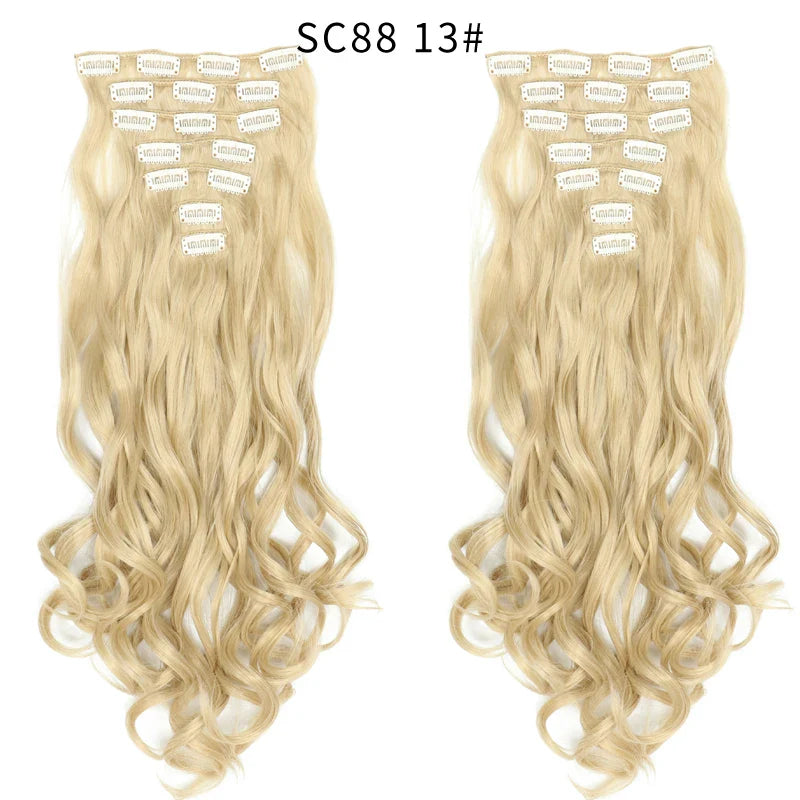 Set Hair Clip In Hair Extensions With Clips Hairpieces Synthetic Extension False/Fake Hair Blonde Eunice Hair Long Hair Pieces