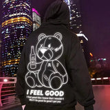 Men's Harajuku Fashion Hoodies Beer Bear Print Kawaii Sweatshirts Zipper Hip Hop Streetwear 2022 Autumn Casual Oversized Hoody