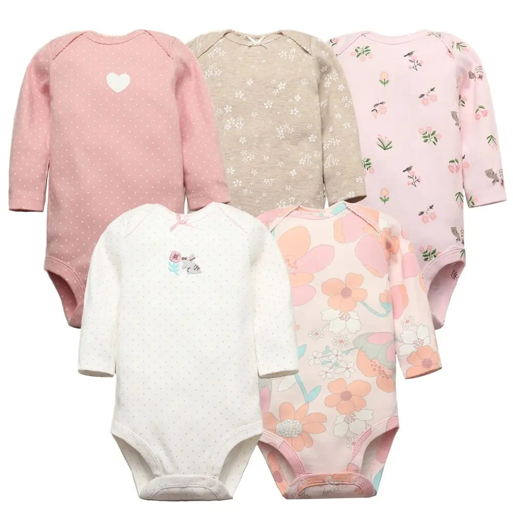 3-5 PCS/LOT Soft Cotton Baby Bodysuits Long Sleeve Newborn Baby Clothing Set Christmas Baby Girls Boys Clothes Infant Jumpsuit