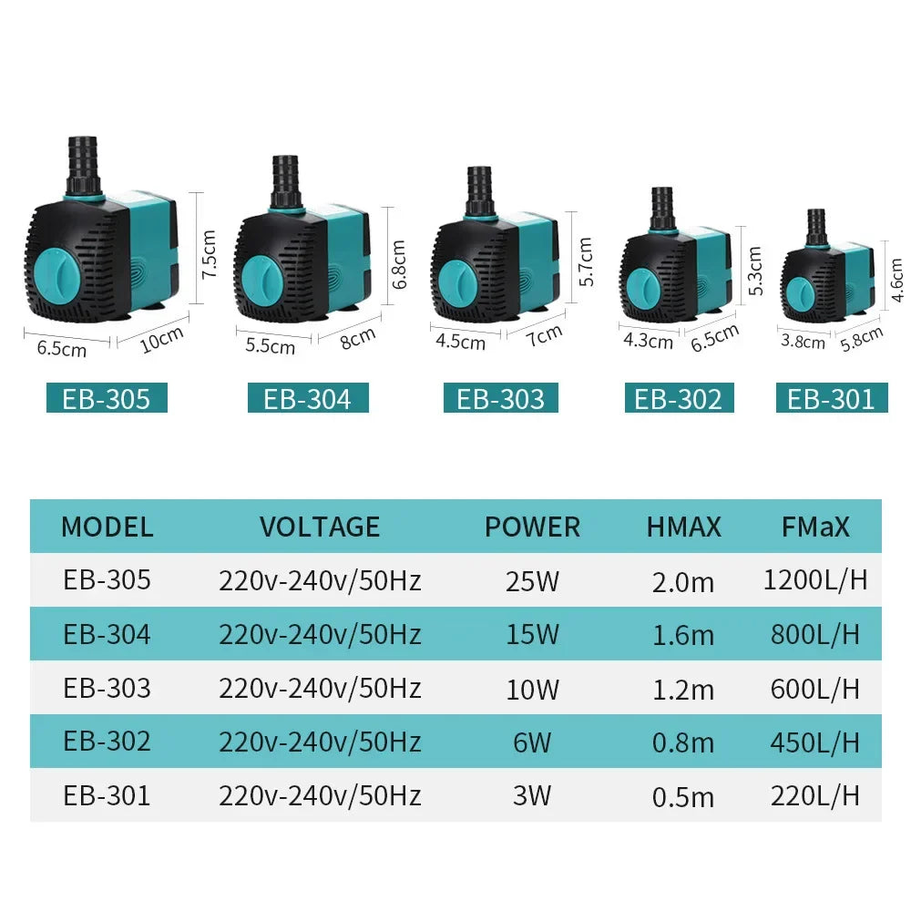 Submersible Water Pump Aquarium Accessories Fish Tanks and Aquariums Accessories 220v Equipment Aquatic Pet Supplies Products