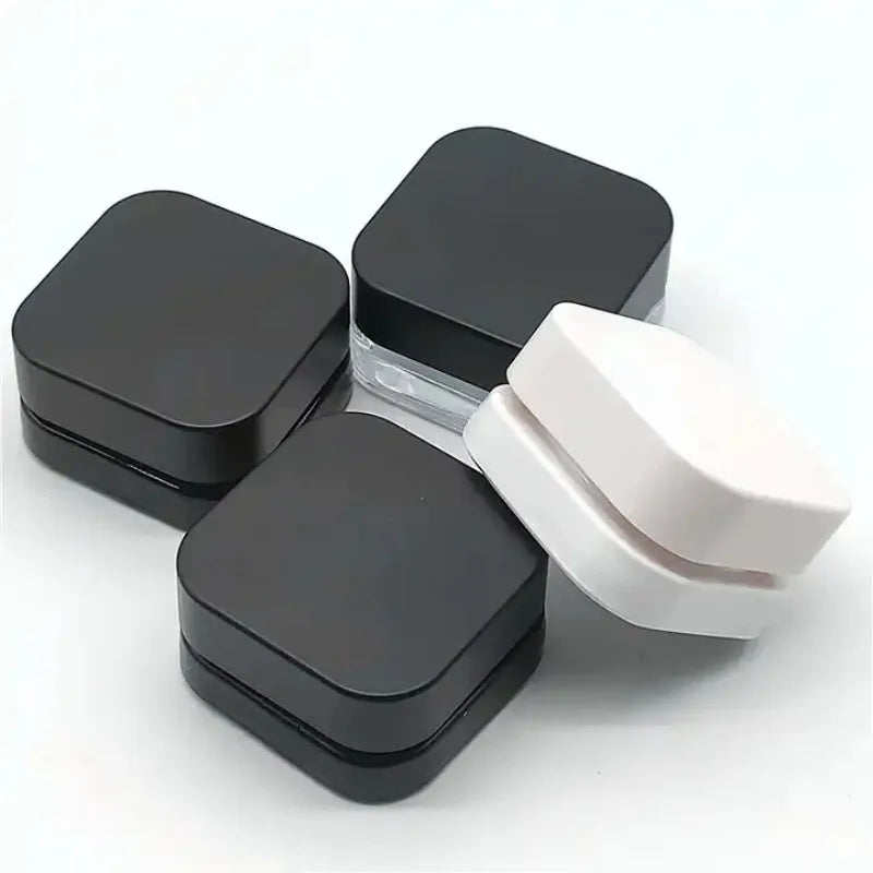 9ml 5g 9g Glass Cream Bottle Cosmetics Jewelry Accessories Packaging Box Plastic Pressure Spinning Cap Empty Gifts Cube Jar 5Pcs