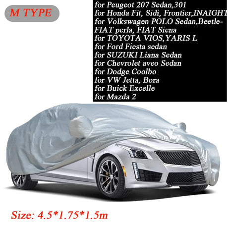 Universal Car Cover Full Cover Outdoor Indoor UV Protection Sunscreen Heat Protection Dustproof Scratch-Resistant Sedan M-XXL