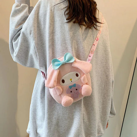 New Kawaii Sanrio Backpack Kuromi Cinnamoroll Pompompurin My Melody 산리오 Cute Plush Toys Women Bag Girls Christmas Birthday Gifts