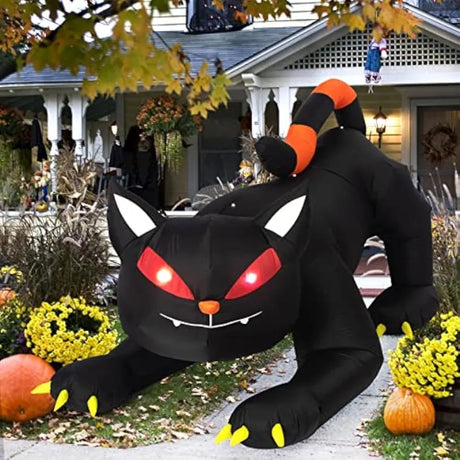 Halloween Inflatable 1.8m Black Cat Toy Shakes Head Ghost LED Lights Indoor Outdoor Yard Airblown Decoration Fun Party Display