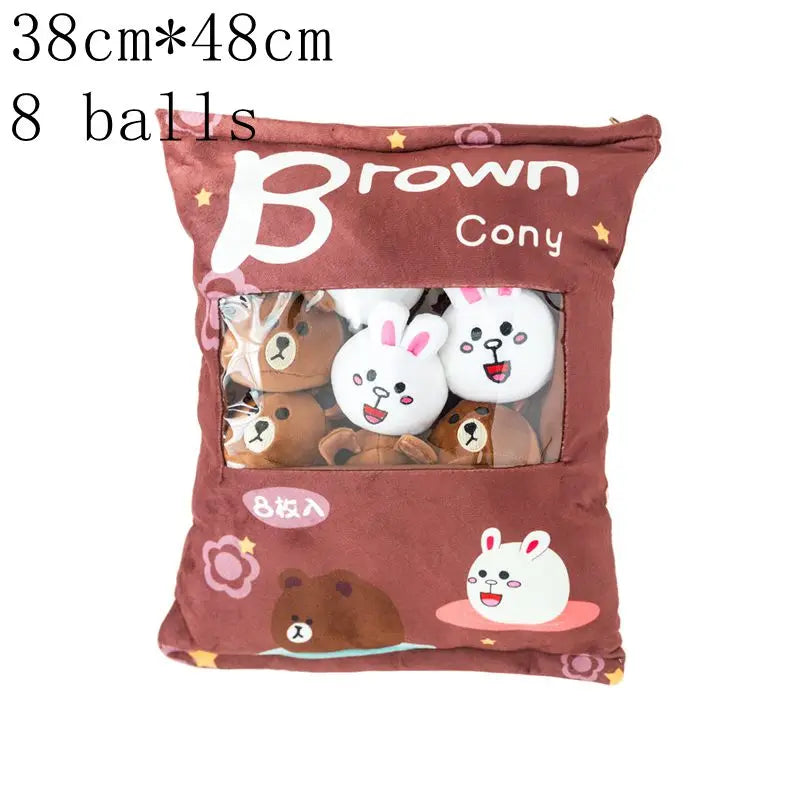 New Kawaii Animal Balls Pudding Candy Bag Pillow Plush Stuffed Mini Doll of Donut Boba Milk Tea Bat Newt Cat Nap Plushie