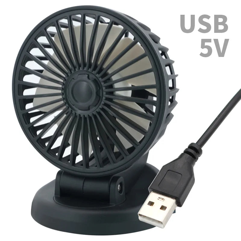 Car Fan 360° Adjustable 3 Head Air Fan Automotive Electric Fan USB/12V/24V Fan 2 Speeds Car Silent Fan For Home Desk Office&Car