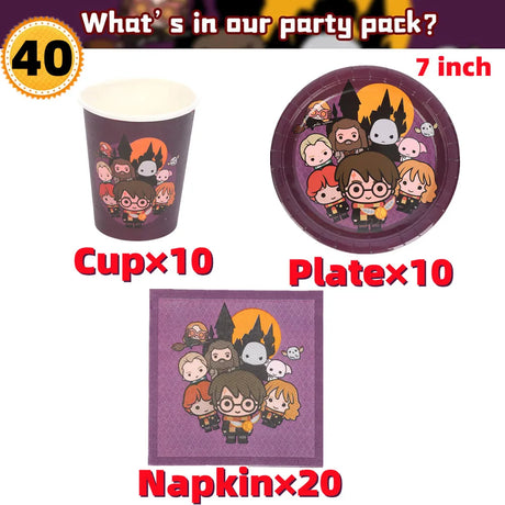 Magic Cartoon Party Decoration Set Disposable Tableware Kids Paper Napkin Cup Plate Baby Shower Magician Birthday Party Supplies