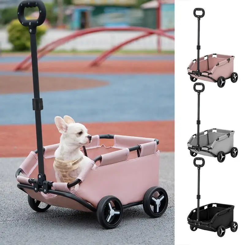 Small Pet Stroller Foldable Multifunctional Rolling Cat Carrier Pet Carriage 4 Wheels Lightweight Trolley Dog Cart for Travel