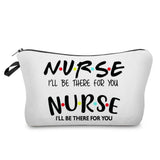 Nurse Makeup Bag Women Cosmetic Bag Toiletry Travel Organizer Lady Purse Cartoon Alphabet Print Zipper Hospital Doctor Gifts