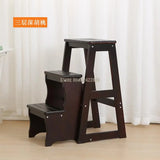 Solid Wood Household Multifunctional Folding Ladder Chair Indoor Climbing Ladder Dual-use Three-step Four-step Ladder Stool