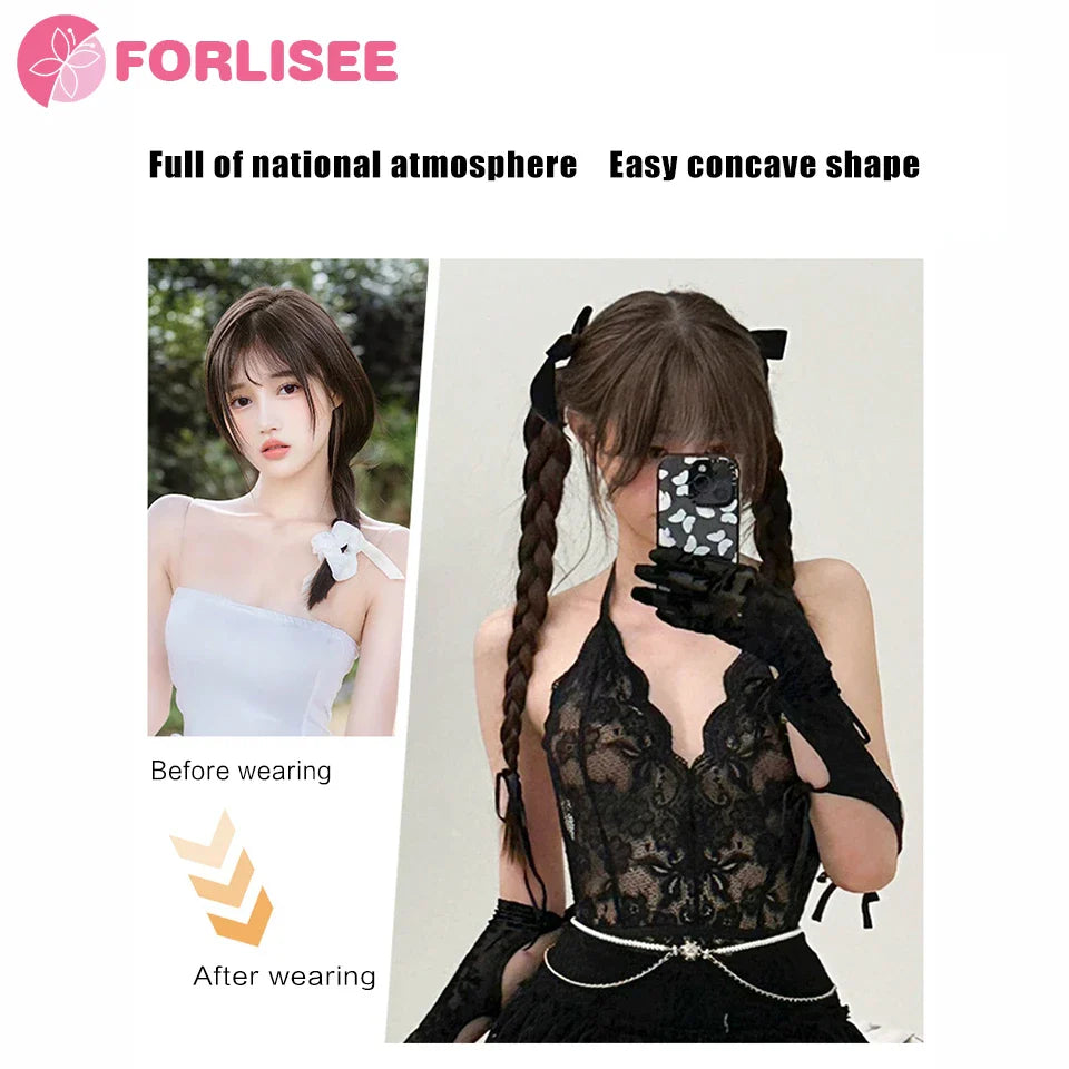 FORLISEE Wig Braid Natural Spicy Girl Pigtail Fried Dough Twists Long Braid Can Tie High Ponytail Boxing Braid Wig