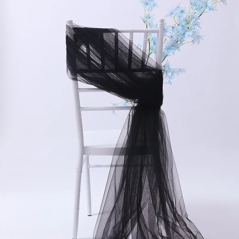 20pc/lot Tulle Sheer Organza Sashes For Wedding Banquet Party Arch Decoration DIY Chair Sashes Knots Background Veil Romantic