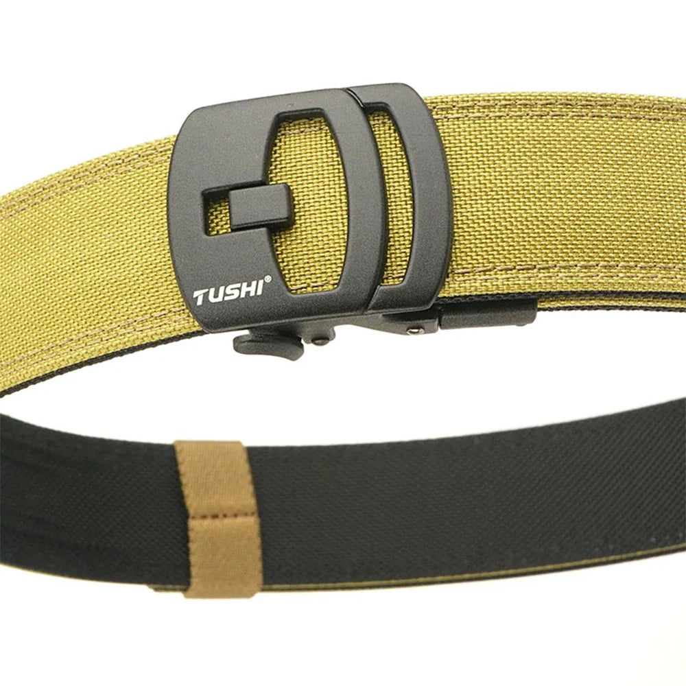 TUSHI New Military New Belt For Men Sturdy Nylon Metal Automatic Buckle Police Gun Belt Tactical Outdoor Girdle IPSC Accessories