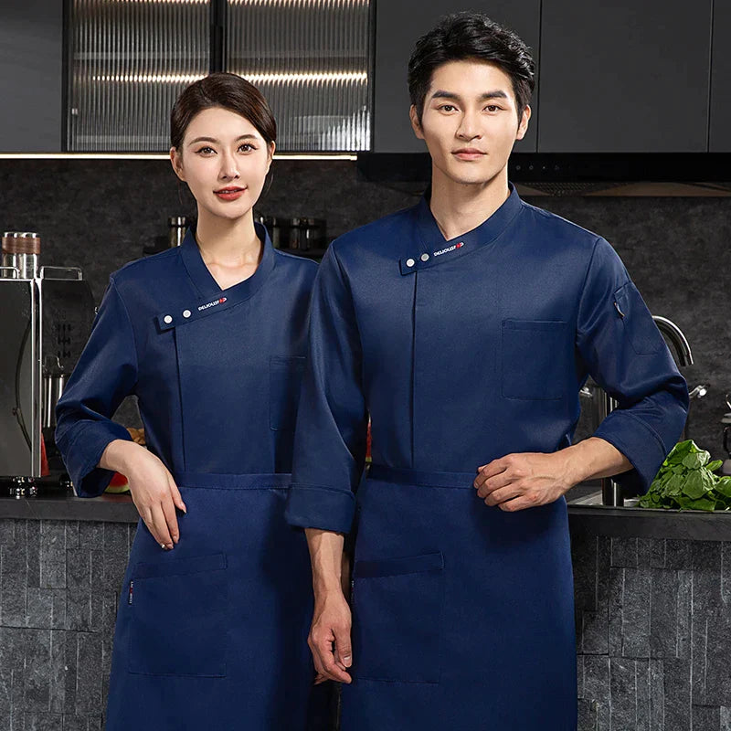 Chef coat long sleeve men chef jacket waiter T-shirt chef uniform restaurant chef coat Bakery Breathable Cooking clothes logo