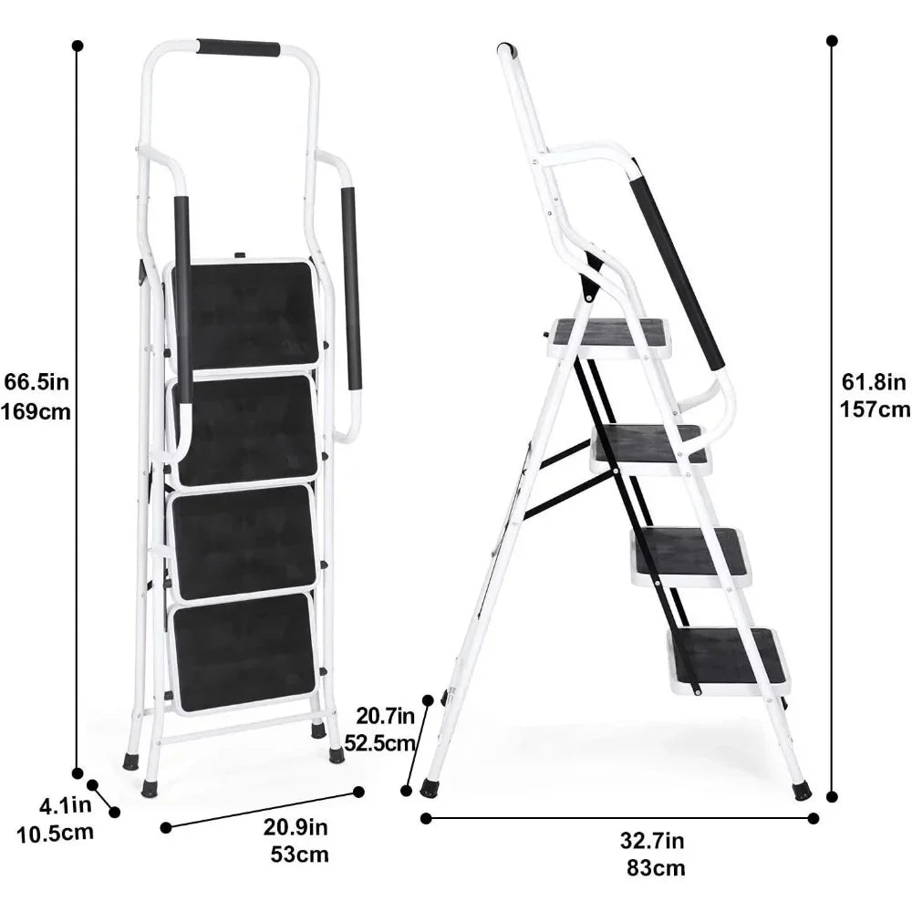 MOYU 4 Step Ladder Portable Folding Step Stool for Household and Office,ladder for Home,folding Ladder, Step Stool