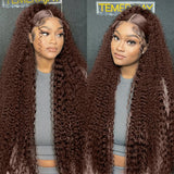 Addictive 30 40 Inch Curly Chocolate Brown Color 13x6 Hd Transparent Lace Front Human Hair Wigs Deep Wave 13x4 Lace Frontal Wig