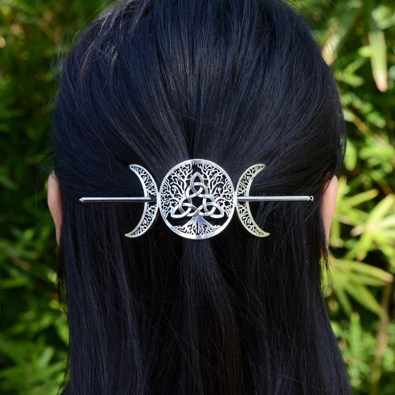 Witch Woodland Goddess Crescent Moon Dragonfly Hairstick Fairy Moon Dragonfly Insect Hair Barrette Hairclip For women Wicca