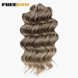 FREEDOM Deep Wavy Twist Crochet Hair 16 Inch Synthetic Curly Crochet Braids Hair High Temperature Fiber Braiding Hair Extensions