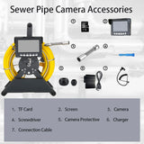 4.3 Monitor Sewer Pipe Inspection Camera, 17MM/22MM Drain Sewer Pipeline Industrial Endoscope with 4500mA Battery 16G DVR Card