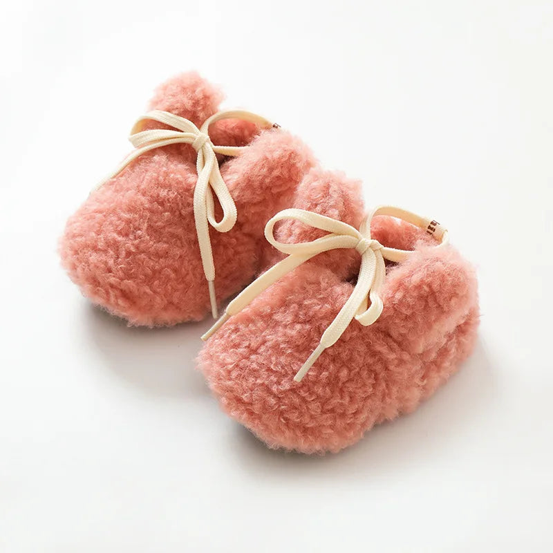 Toddler First Walker Socks Solid Color Tethered Leg Warmer Baby Shoes Winter Warm Fleece Floor Socks Anti-skid Cotton Soft Soles