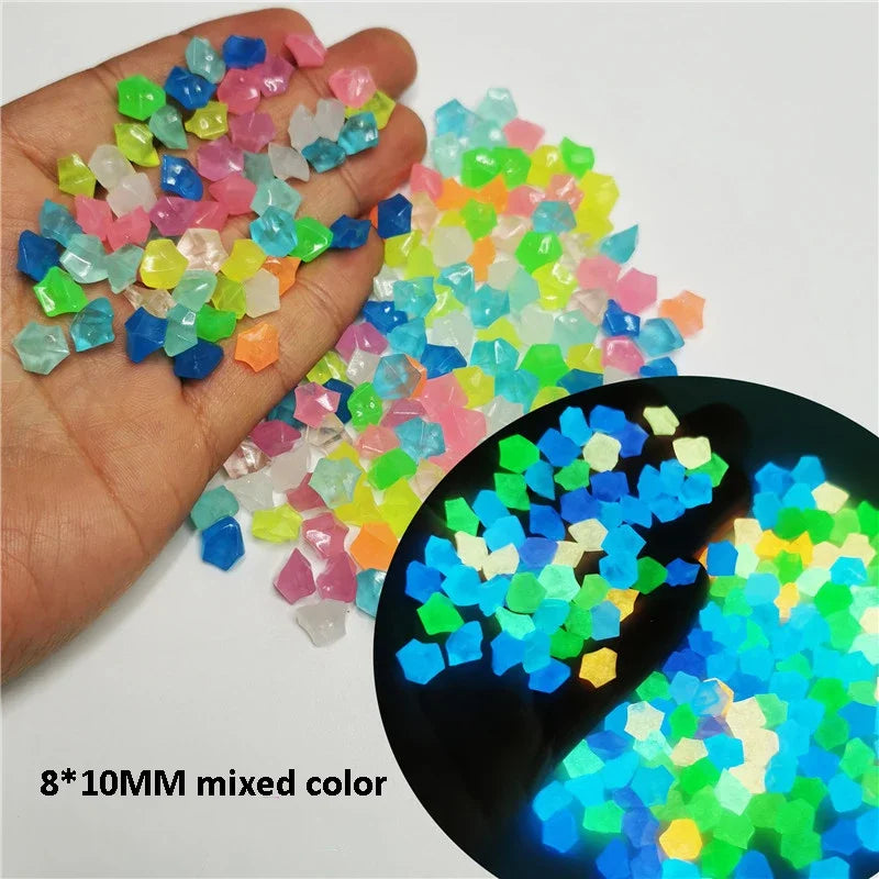 300/500 Pcs Garden Decoration Pebbles Luminous Stone Glow In Dark Decorative Pebbles Outdoor Fish Tank Aquarium Decoration