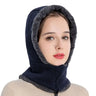 New Winter Women 3in1 Knitted Ski Hat with Scarf Neck Warmer Fleece Lined Hood Face Mask Adult Balaclava for Outdoor Sports