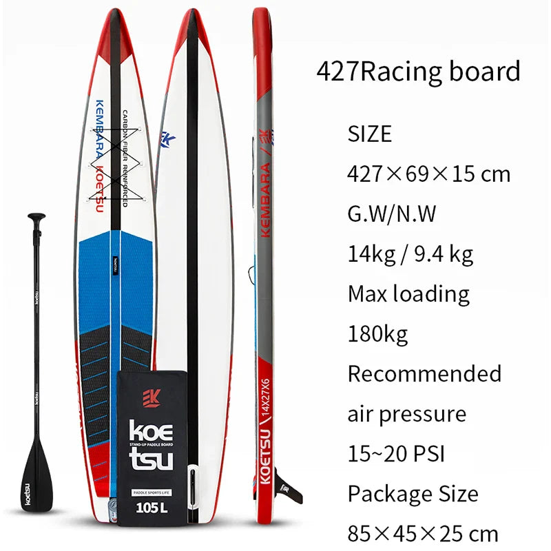 KOETSU Kayak Racing Carbon Board Paddle Surf Stand Board Inflatable Surfboard Paddle Accessories Inflatable Boat 12ft 14ft PVC