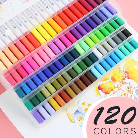 12-262PCS Colores Markers Pen Set Painting Brush Drawing Manga Highlighter School Art Supplies For Artist Korean Stationery