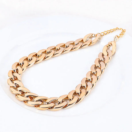 Vintage Gold Color Chunky Chain Necklace For Women Long Chian CCB Plastic Female Collar Necklace 2022 New Fashion Jewelry