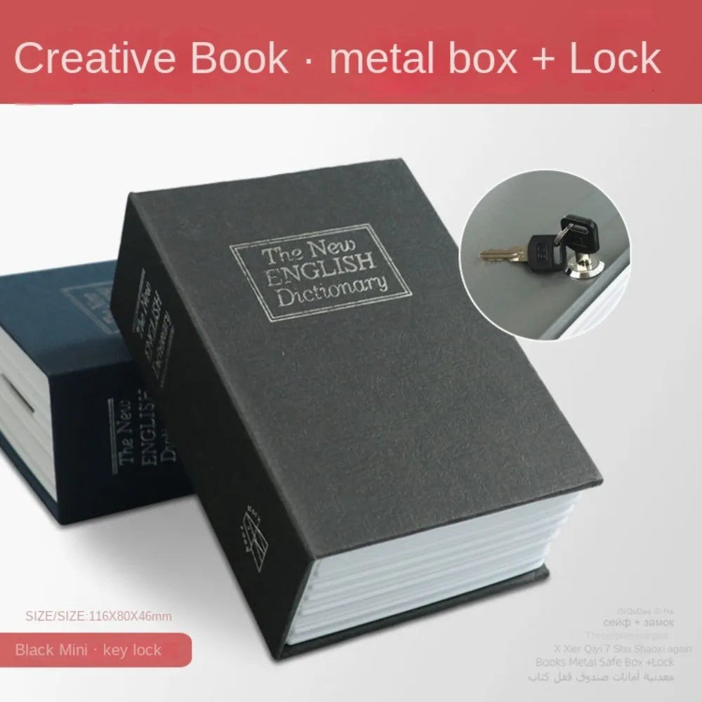 Booksafe Savings Bank Piggy Bank Lock & Key Safe Simulated Book Safe Safe Diversion Metal Box Dictionary Hollow Book