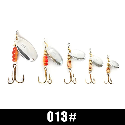 FISH KING Metal Fishing Lure Spinner Baits 3.9g 4.6g 7.4g 10.8g 15g Rotating Spoon Lures Spinners With Treble Hooks Pike Baits