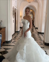 Qcenkeren Vestidos de novia Strapless Wedding Dresses A-Line 3D Flower Elegant Long Sweep Train Bridal Gowns For Sexy Women 2024