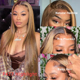 Remy 200 Density Transparent 13x6 HD Lace Frontal Wig Straight Lace Front Wigs Human Hair Ginger Orange Black Wig Witout Glue