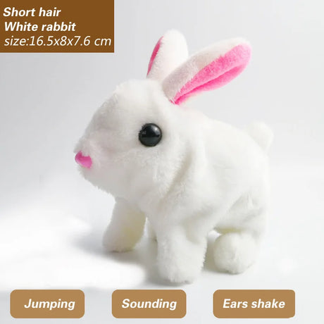 Electronic Plush Rabbit Toy Robot Bunny Walking Jumping Running Animal Shake Ears Cute Electric Pet for Kids Birthday Gifts