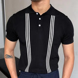 Men's Summer Short Sleeve Polo Shirts Knitted Business Formal Office Men's Summer Luxury Style Clothes Slim Cotton Shirts Male