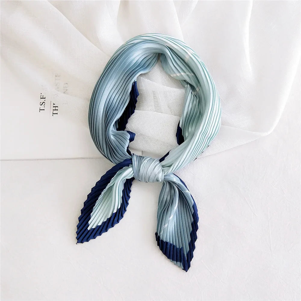 silk scarf women luxury ladies small head scarf wholesale scarves  headwraps pleated chiffon hijabs satin hijabe femme bandanas