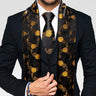 New Fashion Men Scarf Tie Set Blue Gold Jacquard Paisley Silk Autumn Winter Hanky Cufflink Casual Business Shawl Gift Barry.Wang