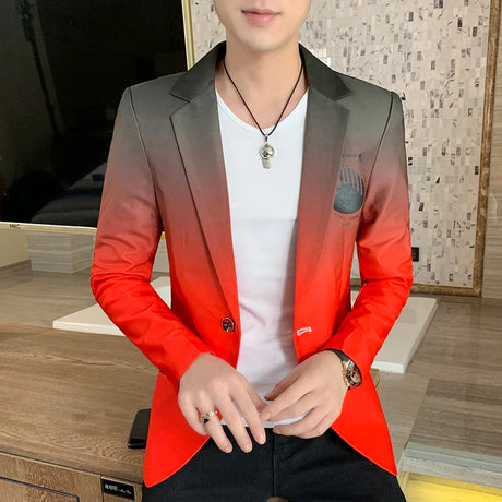 Blazer Fot Men 2024 Spring New Male Gradient Suit Jacket Masculino Korean Style Slim Fit Casual Men Fashion Trend Dress Jacket