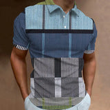 Men's Retro Polo Shirt 3D Plaid Print Top Summer Casual T-Shirt Oversized Short Sleeve Clothing Street Males Clothing Polo Shirt