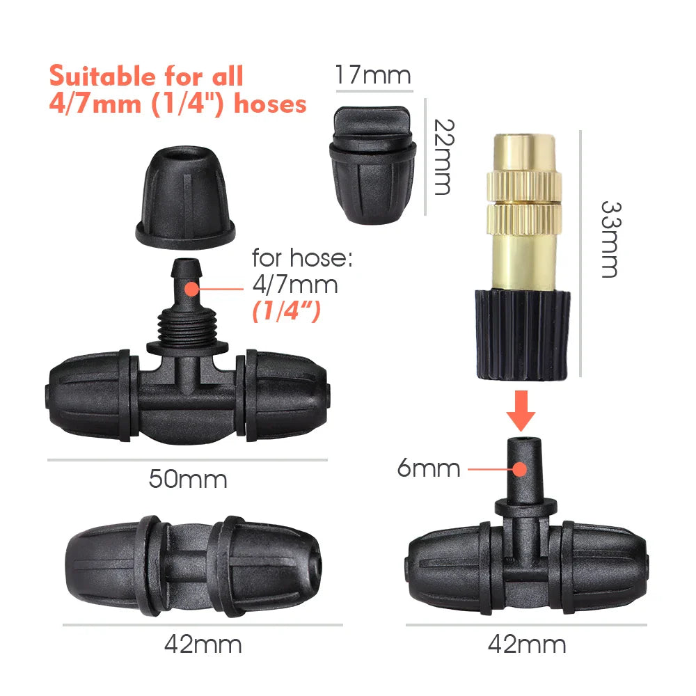 30-5M Garden Adjustable Brass Nozzle Misting Watering System 45/60/80/100W Self-Priming Pump Automatic Cool Irrigation Equipment