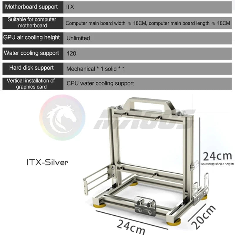 MOD Gamer Cabinet,DIY ITX MATX ATX PC Case Open Frame Rack,Water Cooler Desktop Computer Gaming Chassis Vertical Personality